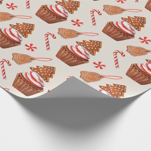 Papier Cadeau Noël Gingerbread Cookie Cupcake (Coin)
