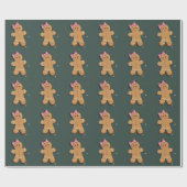 Papier Cadeau Noël Gingerbread Girl Pink Bow Coquette (Plat)