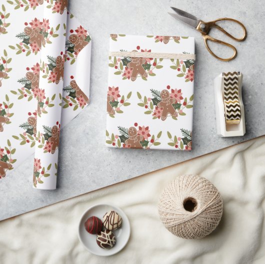 Papier Cadeau Noël Gingerbread Motif festif de biscuits (Artisanat)