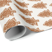 Papier Cadeau Noël Gingerpain Arbres Moderne (Coin rond)