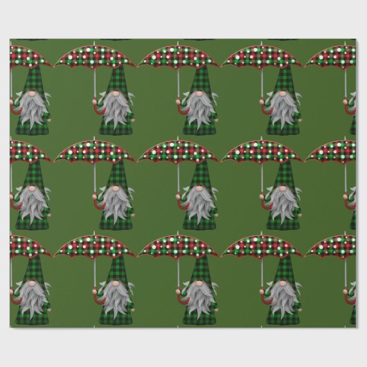 Papier Cadeau Noël Gnome Buffalo Plaid (Plat)