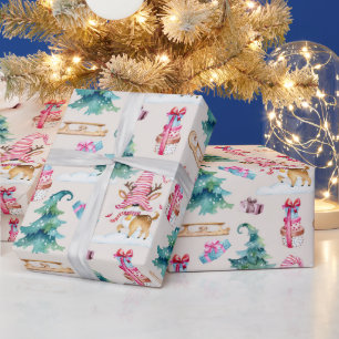 Papier Cadeau Noël Gnome Cerf