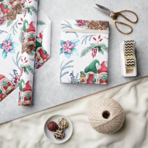 Papier Cadeau Noël Gnome mignon