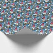 PAPIER CADEAU NOËL GNOME, SQUIRREL, WOODPECKER & CARDINAL (Coin)