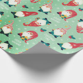 Papier Cadeau Noël - Gnome Whimsical Temps de Noël Vert (Coin)