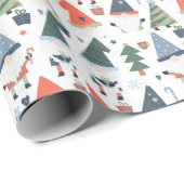 Papier Cadeau Noël Gnomes Arbres Sucres de canne Vacances (Coin rond)
