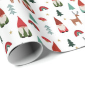 Papier Cadeau Noël Gnomes blanc (Coin rond)