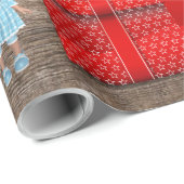 Papier Cadeau Noël Gnomes présente Bois rustique (Coin rond)