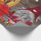 Papier Cadeau Noël Gnomes présente Bois rustique (Coin)