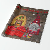 Papier Cadeau Noël Gnomes présente Bois rustique (Déroulé)