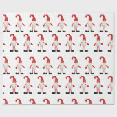 Papier Cadeau Noël Gnomes Rouge Blanc Gris Gris Motif (Plat)