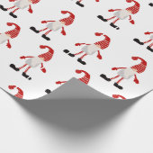 Papier Cadeau Noël Gnomes Rouge Blanc Gris Gris Motif (Coin)