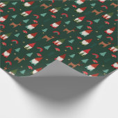 Papier Cadeau Noël Gnomes vacances vert foncé (Coin)