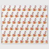 Papier Cadeau Noël Golden Retriever avec cadeau (Plat)