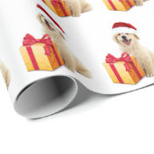 Papier Cadeau Noël Golden Retriever avec cadeau (Coin rond)