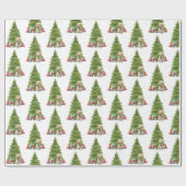 Papier Cadeau Noël Golden Retriever avec des cadeaux (Plat)