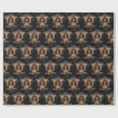 Papier Cadeau Noel Golden Retriever dans Doghouse (Plat)