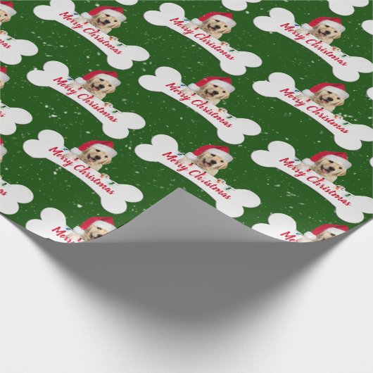 Papier Cadeau Noël Golden Retriever sur le chien os (Coin)