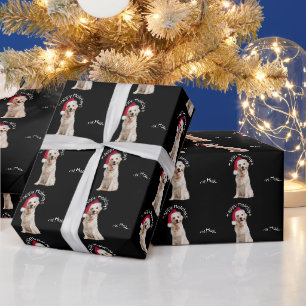 Papier Cadeau Noel Golden Retriever sur le noir