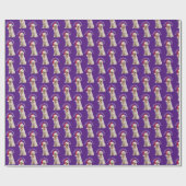 Papier Cadeau Noël Golden Retriever sur violet (Plat)