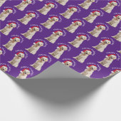 Papier Cadeau Noël Golden Retriever sur violet (Coin)