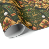 Papier Cadeau Noël Golf Vacances (Coin rond)