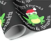 Papier Cadeau Noël Grenouille noire Père Noël Nom de la nouveaut (Coin rond)
