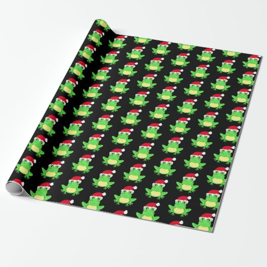 Papier Cadeau Noël Grenouille noire Santa Hat Motif Nouveauté (Déroulé)
