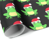 Papier Cadeau Noël Grenouille noire Santa Hat Motif Nouveauté (Coin rond)
