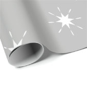 Papier Cadeau Noël gris et blanc avec étoiles (Coin rond)