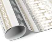 Papier Cadeau Noël gris noir rayures de rennes (Coin rond)