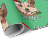 Papier Cadeau Noël Gros Yeux Chien de Vache Vert Chien de Père N (Coin rond)