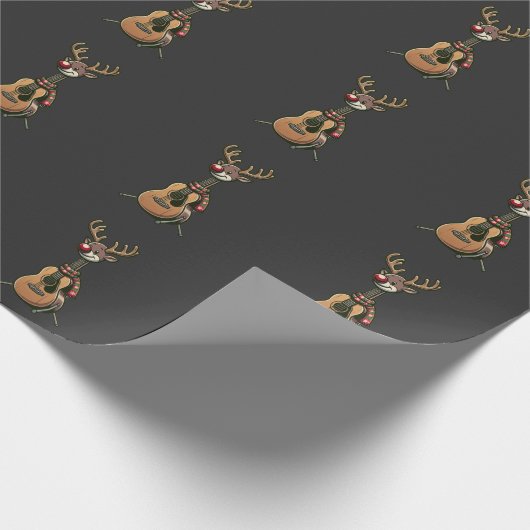 Papier Cadeau Noël Guitare Lover Reindeer (Coin)