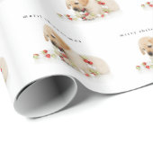 Papier Cadeau Noël heures de récréation de chiot de vacances (Coin rond)