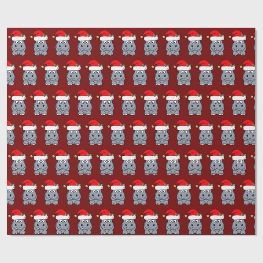 Papier Cadeau Noël hippo amusant (Plat)