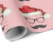 Papier Cadeau Noël Hipster Moustache (Coin rond)