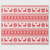Papier Cadeau Noël hiver Cerf Red Snowflake Motif (Plat)
