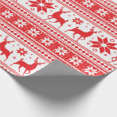 Papier Cadeau Noël hiver Cerf Red Snowflake Motif (Coin)