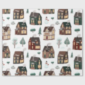 Papier Cadeau Noël Hiver Nieghbour Maisons Cuites (Plat)