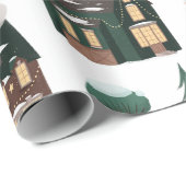 Papier Cadeau Noël Hiver Nieghbour Maisons Cuites (Coin rond)