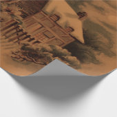 Papier Cadeau noël hiver scène or (Coin)