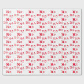 Papier Cadeau Noël Ho Ho Ho rouge et blanc motif mignon (Plat)