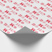 Papier Cadeau Noël Ho Ho Ho rouge et blanc motif mignon (Coin)