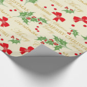 Papier Cadeau Noël Holly et Bows (Coin)