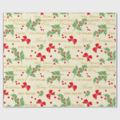 Papier Cadeau Noël Holly et Bows (Plat)