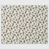 Papier Cadeau Noël holly et pin rustique (Plat)
