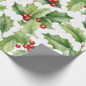 Papier Cadeau Noël Holly Feuilles (Coin)