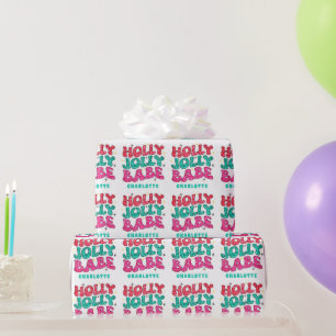 Papier Cadeau Noël Holly Jolly Babe Parties scintillant moderne