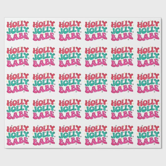Papier Cadeau Noël Holly Jolly Babe Parties scintillant moderne (Plat)