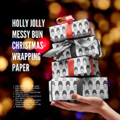 Papier Cadeau Noël Holly Jolly Messy Bun